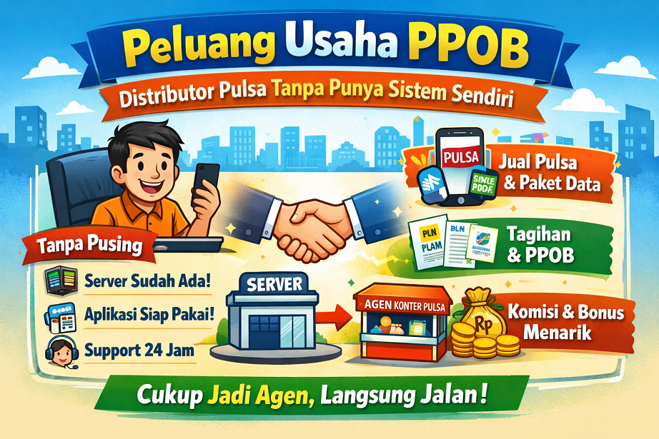 Peluang Usaha PPOB sebagai Distributor Pulsa Tanpa Punya Sistem Sendiri