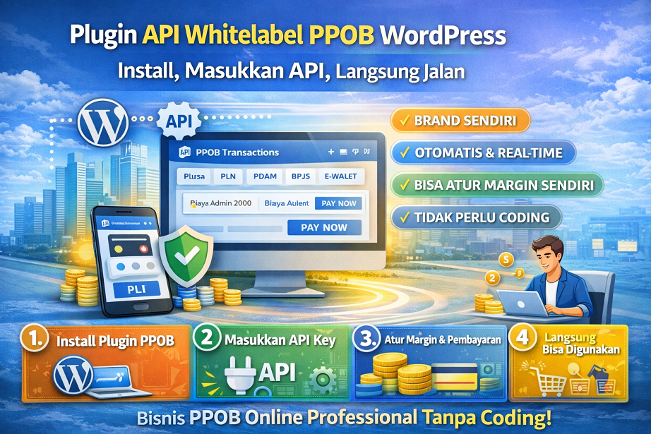 Plugin API Whitelabel PPOB WordPress Tanpa Coding – Install, Masukkan API, Langsung Jalan