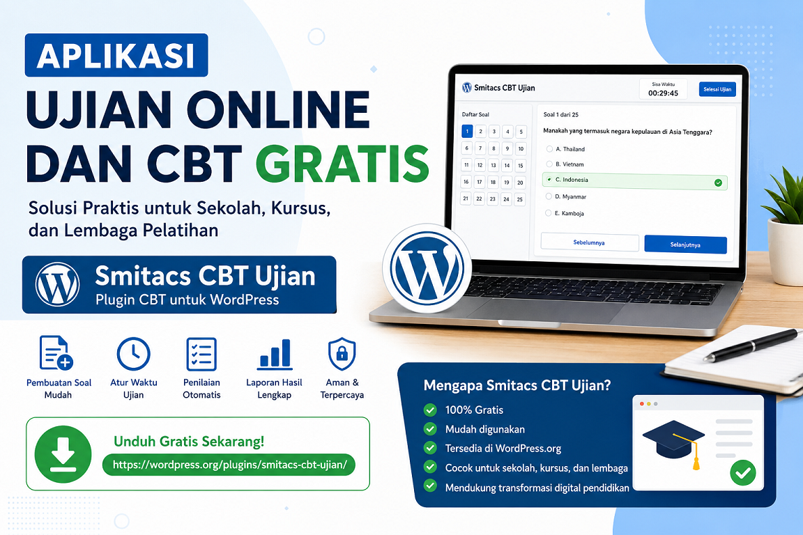 Aplikasi Ujian Online dan CBT Gratis dengan WordPress