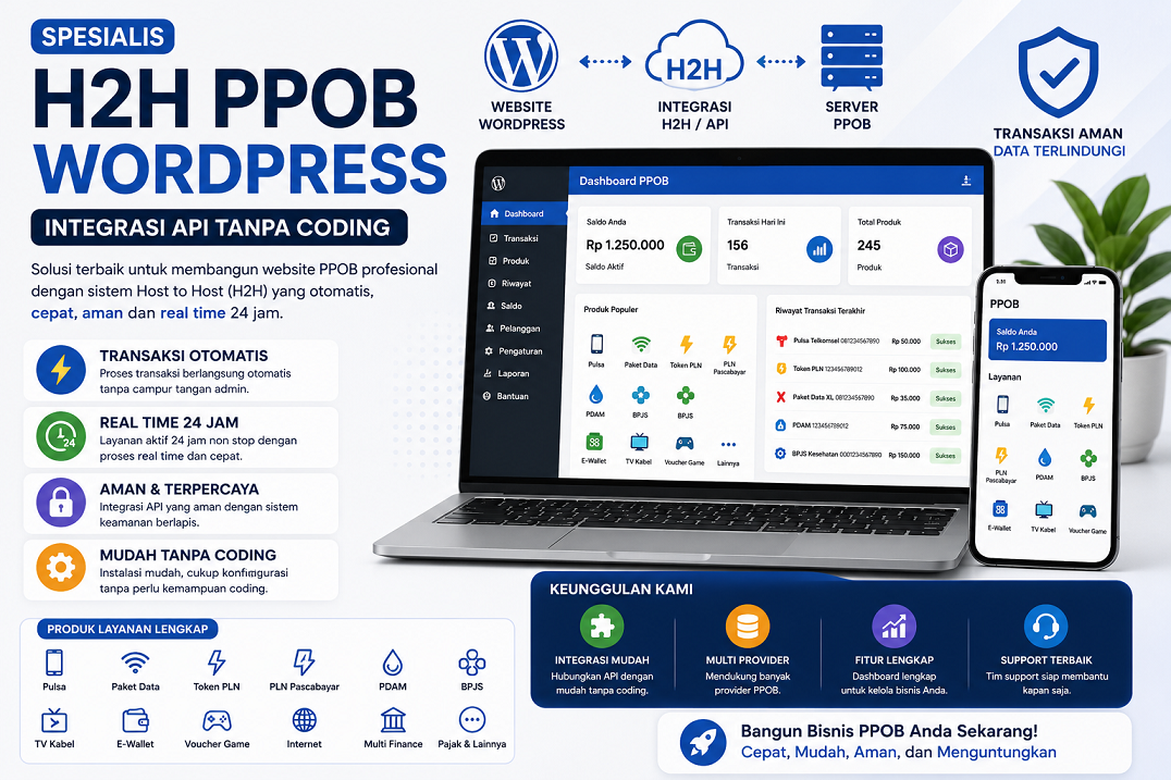 Spesialis H2H PPOB WordPress untuk Integrasi API Tanpa Coding