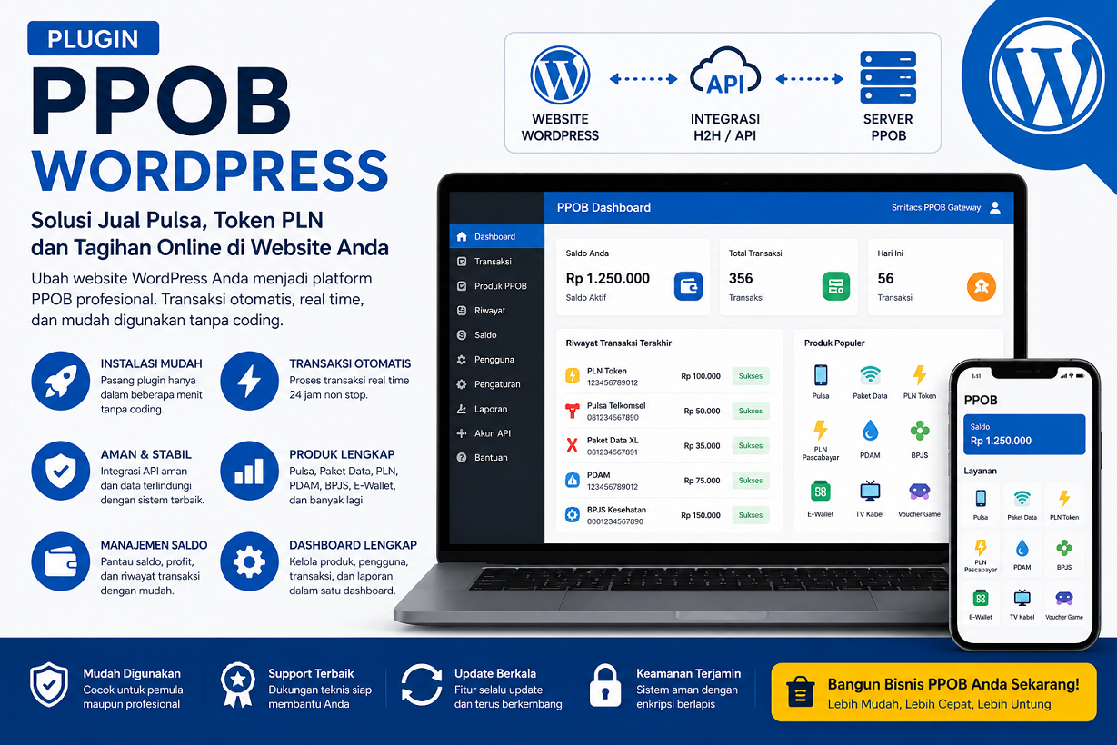 Plugin PPOB WordPress Terbaik untuk Jual Pulsa, Token PLN, dan Tagihan Online